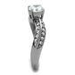 TK2171 - High polished (no plating) Stainless Steel Ring with AAA Grade CZ  in Clear-3