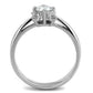 TK2172 - High polished (no plating) Stainless Steel Ring with AAA Grade CZ  in Clear-2