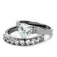 TK2176 - High polished (no plating) Stainless Steel Ring with AAA Grade CZ  in Clear-1