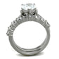 TK2176 - High polished (no plating) Stainless Steel Ring with AAA Grade CZ  in Clear-2