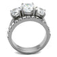 TK2177 - High polished (no plating) Stainless Steel Ring with AAA Grade CZ  in Clear-2