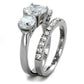TK2177 - High polished (no plating) Stainless Steel Ring with AAA Grade CZ  in Clear-3