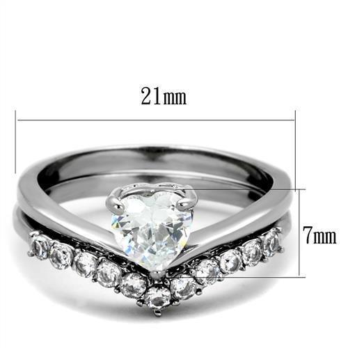 TK2178 - High polished (no plating) Stainless Steel Ring with AAA Grade CZ  in Clear-1