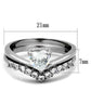 TK2178 - High polished (no plating) Stainless Steel Ring with AAA Grade CZ  in Clear-1