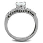 TK2178 - High polished (no plating) Stainless Steel Ring with AAA Grade CZ  in Clear-2
