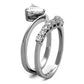 TK2178 - High polished (no plating) Stainless Steel Ring with AAA Grade CZ  in Clear-3