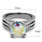 TK2179 - High polished (no plating) Stainless Steel Ring with AAA Grade CZ  in White AB-1