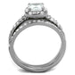 TK2180 - High polished (no plating) Stainless Steel Ring with AAA Grade CZ  in Clear-2