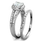 TK2180 - High polished (no plating) Stainless Steel Ring with AAA Grade CZ  in Clear-3