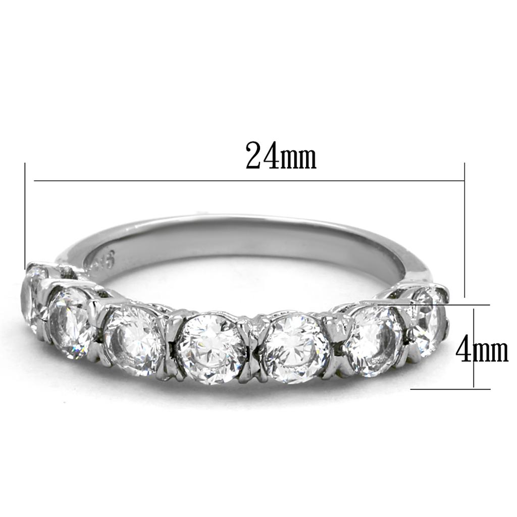 TK2182 - High polished (no plating) Stainless Steel Ring with AAA Grade CZ  in Clear-1