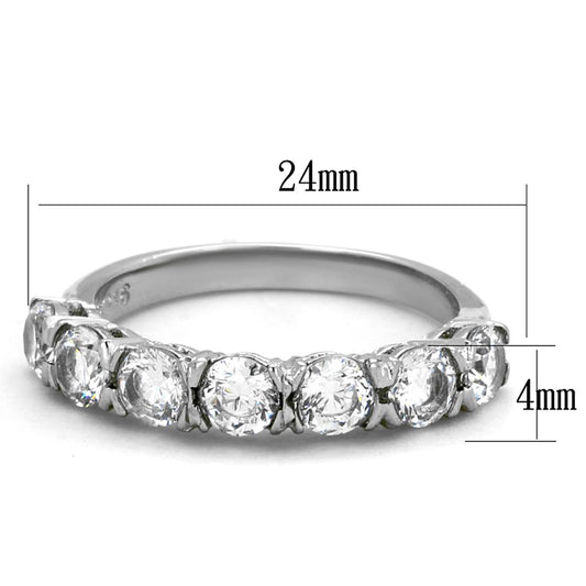 TK2182 - High polished (no plating) Stainless Steel Ring with AAA Grade CZ  in Clear-1