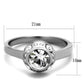 TK2183 - High polished (no plating) Stainless Steel Ring with Top Grade Crystal  in Clear-1