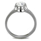 TK2183 - High polished (no plating) Stainless Steel Ring with Top Grade Crystal  in Clear-2