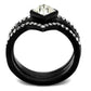 TK2185 - IP Black(Ion Plating) Stainless Steel Ring with Top Grade Crystal  in Clear-2