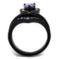 TK2186 - IP Black(Ion Plating) Stainless Steel Ring with AAA Grade CZ  in Amethyst-2