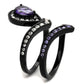 TK2186 - IP Black(Ion Plating) Stainless Steel Ring with AAA Grade CZ  in Amethyst-3