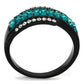 TK2190 - IP Black(Ion Plating) Stainless Steel Ring with Top Grade Crystal  in Blue Zircon-2