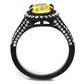 TK2193 - IP Black(Ion Plating) Stainless Steel Ring with AAA Grade CZ  in Topaz-2