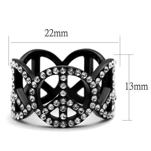 TK2194 - IP Black(Ion Plating) Stainless Steel Ring with Top Grade Crystal  in Clear-1