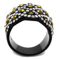 TK2197 - IP Black(Ion Plating) Stainless Steel Ring with Top Grade Crystal  in Metallic Light Gold-2