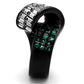TK2199 - IP Black(Ion Plating) Stainless Steel Ring with Synthetic Synthetic Glass in Blue Zircon-3