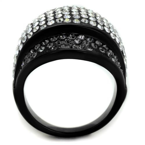 TK2200 - IP Black(Ion Plating) Stainless Steel Ring with Top Grade Crystal  in Multi Color-2