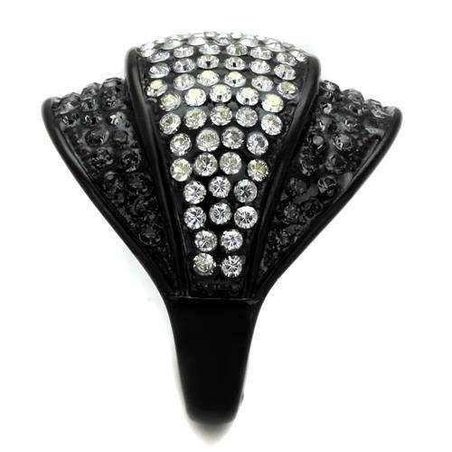 TK2200 - IP Black(Ion Plating) Stainless Steel Ring with Top Grade Crystal  in Multi Color-3