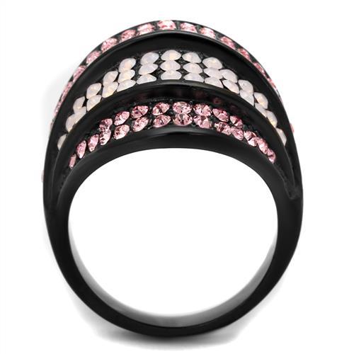 TK2201 - IP Black(Ion Plating) Stainless Steel Ring with Top Grade Crystal  in Multi Color-2