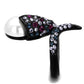 TK2203 - IP Black(Ion Plating) Stainless Steel Ring with Synthetic Pearl in White-3