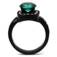 TK2209 - IP Black(Ion Plating) Stainless Steel Ring with Synthetic Synthetic Glass in Blue Zircon-2