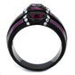 TK2213 - IP Black(Ion Plating) Stainless Steel Ring with Top Grade Crystal  in Amethyst-2