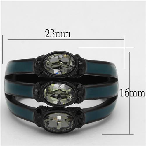 TK2214 - IP Black(Ion Plating) Stainless Steel Ring with Top Grade Crystal  in Black Diamond-1