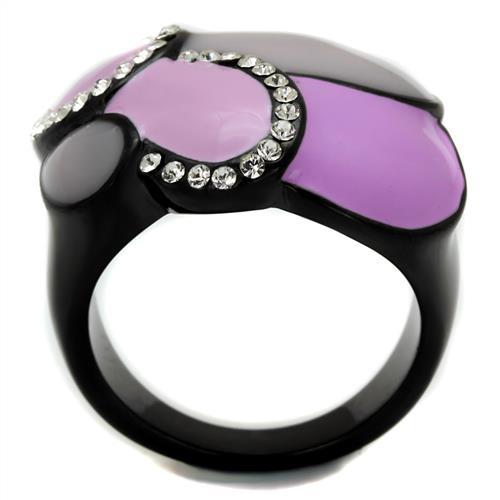 TK2215 - IP Black(Ion Plating) Stainless Steel Ring with Top Grade Crystal  in Clear-2