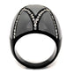TK2216 - IP Black(Ion Plating) Stainless Steel Ring with Top Grade Crystal  in Clear-2
