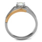 TK2218 - Two-Tone IP Rose Gold Stainless Steel Ring with AAA Grade CZ  in Clear-2