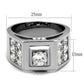 TK2220 - High polished (no plating) Stainless Steel Ring with AAA Grade CZ  in Clear-1