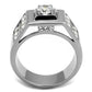 TK2220 - High polished (no plating) Stainless Steel Ring with AAA Grade CZ  in Clear-2