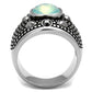 TK2223 - High polished (no plating) Stainless Steel Ring with Top Grade Crystal  in Fireopal-2