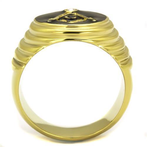 TK2224 - IP Gold(Ion Plating) Stainless Steel Ring with Top Grade Crystal  in Clear-2