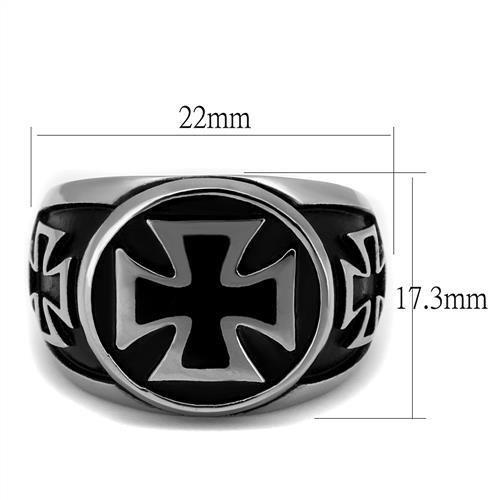 TK2226 - High polished (no plating) Stainless Steel Ring with Epoxy  in Jet-1