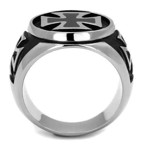 TK2226 - High polished (no plating) Stainless Steel Ring with Epoxy  in Jet-2