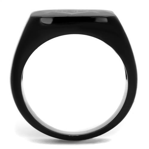 TK2227 - IP Black(Ion Plating) Stainless Steel Ring with No Stone-2