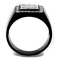 TK2230 - Two-Tone IP Black Stainless Steel Ring with AAA Grade CZ  in Clear-2