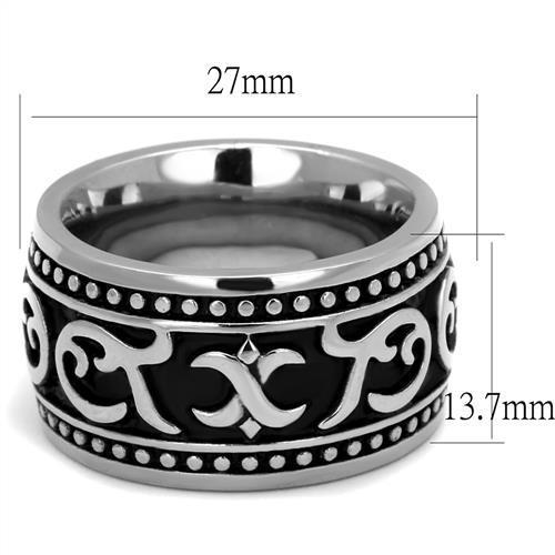 TK2233 - High polished (no plating) Stainless Steel Ring with Epoxy  in Jet-1