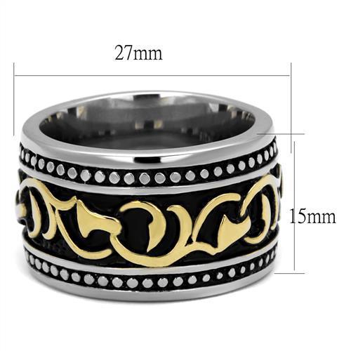 TK2234 - Two-Tone IP Gold (Ion Plating) Stainless Steel Ring with Epoxy  in Jet-1