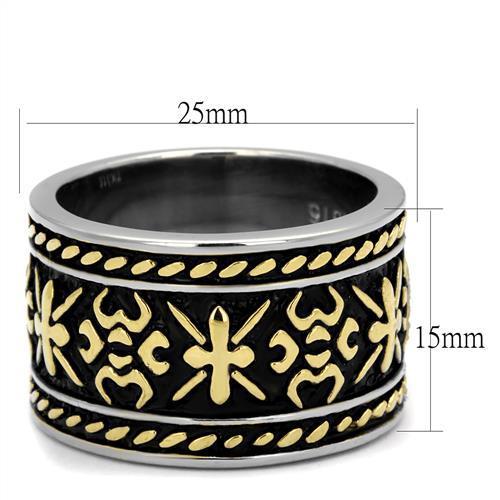 TK2236 - Two-Tone IP Gold (Ion Plating) Stainless Steel Ring with Epoxy  in Jet-1