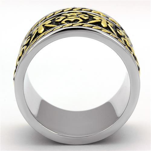 TK2236 - Two-Tone IP Gold (Ion Plating) Stainless Steel Ring with Epoxy  in Jet-2