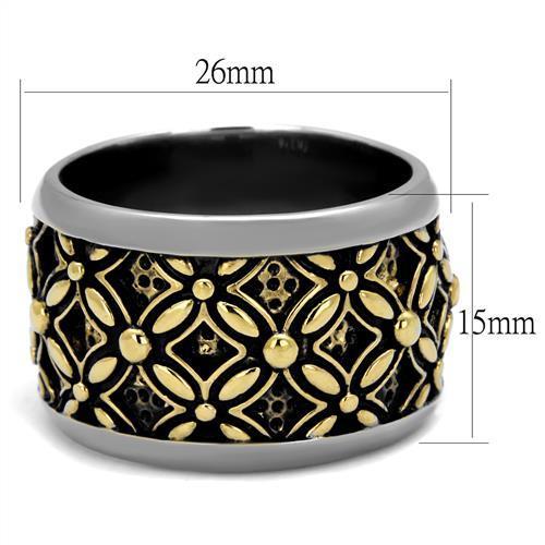 TK2237 - Two-Tone IP Gold (Ion Plating) Stainless Steel Ring with Epoxy  in Jet-1
