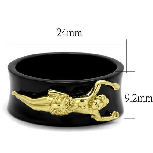 TK2240 - IP Gold+ IP Black (Ion Plating) Stainless Steel Ring with No Stone-1