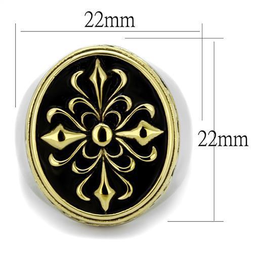 TK2241 - Two-Tone IP Gold (Ion Plating) Stainless Steel Ring with Epoxy  in Jet-1